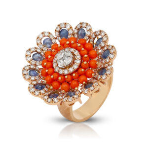 Gemstone Floral Cocktail Ring