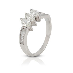 Marquise and Baguette Diamond Cluster Ring